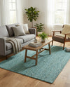 Woven Seaside Jute Collection Area Rug - Savannah (Turquoise) Rectangle Turquoise  lifestyle 5