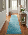 Marrakesh Lattice Collection Area Rug - Casablanca (Teal blue) Runner Teal blue  lifestyle 46