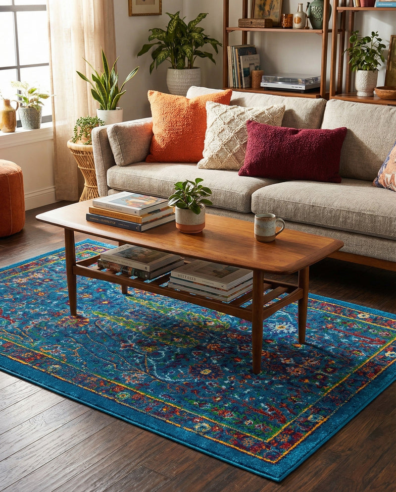 Caribbean Cove Collection Area Rug -  Tobago Rectangle Navy Blue  lifestyle 12