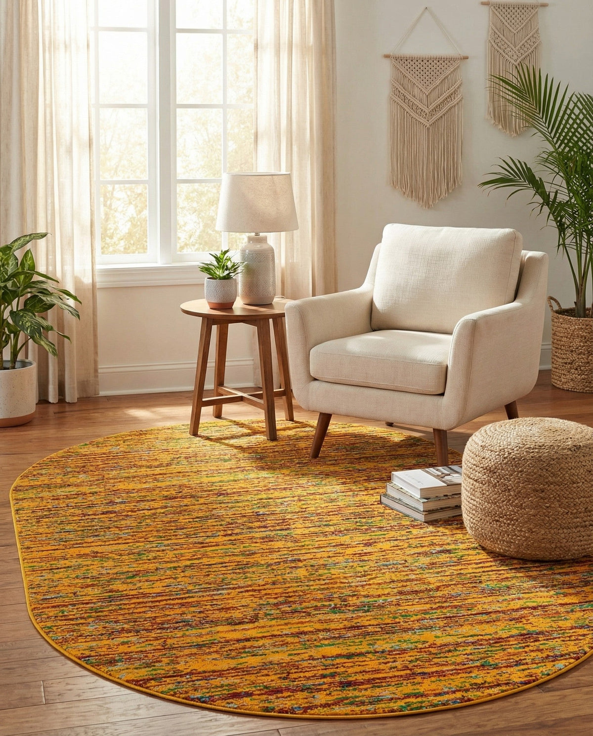 Caribbean Cove Collection Area Rug -  Lucia Oval Yellow  lifestyle 107