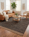 Tulum Trellis Collection Area Rug - Shoreline Rectangle Black  lifestyle 53
