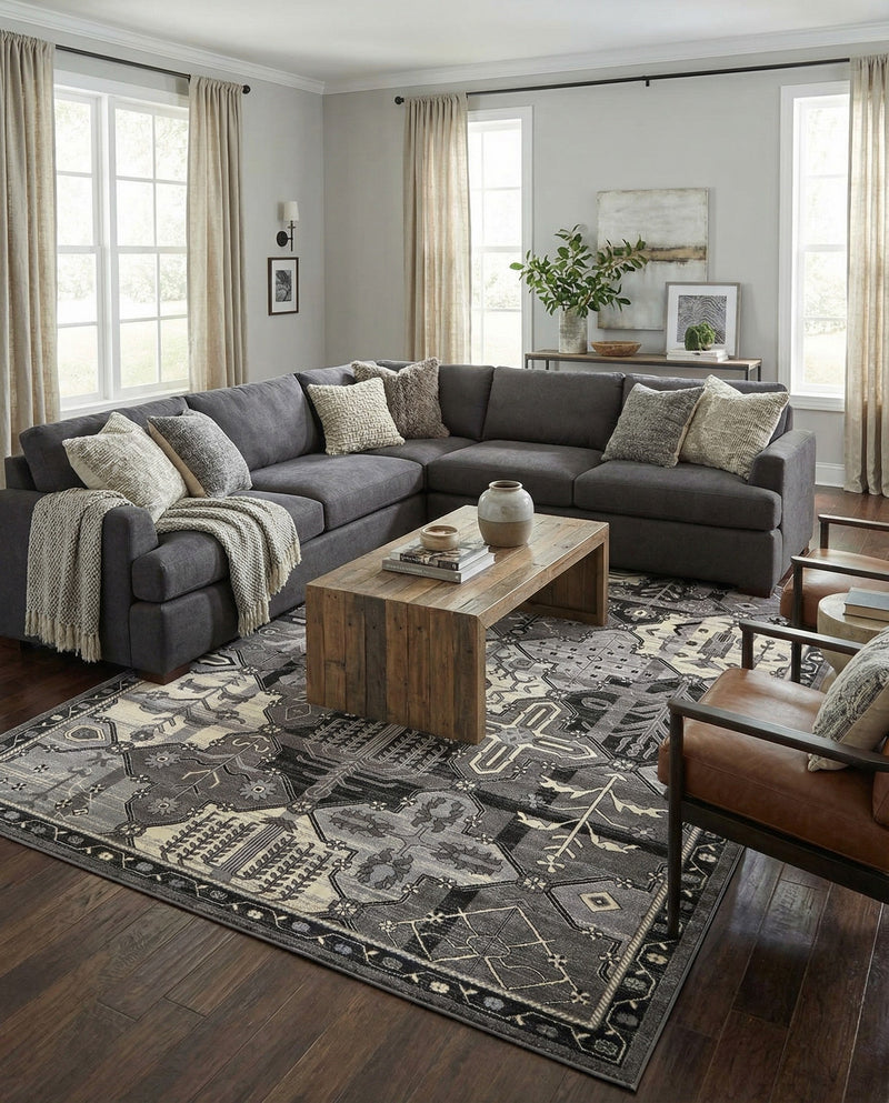 Horizon Collection Area Rug - Dawn Rectangle Gray  lifestyle 28