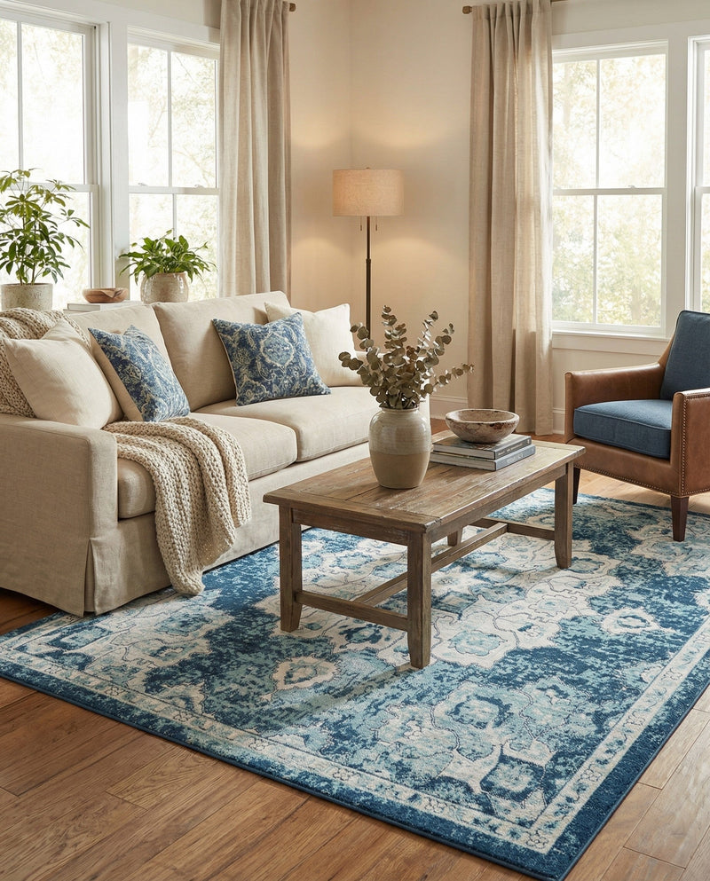 Beverly Grove Collection Area Rug - Melrose (Navy Blue) Rectangle Navy Blue  lifestyle 6