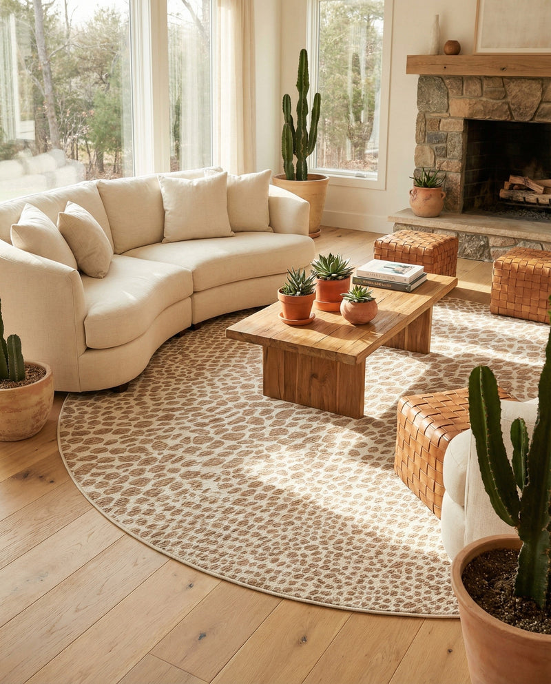 Urban Oasis Rugs Collection Area Rug -  Terrace (Dark Beige) Round Dark Beige  lifestyle 70