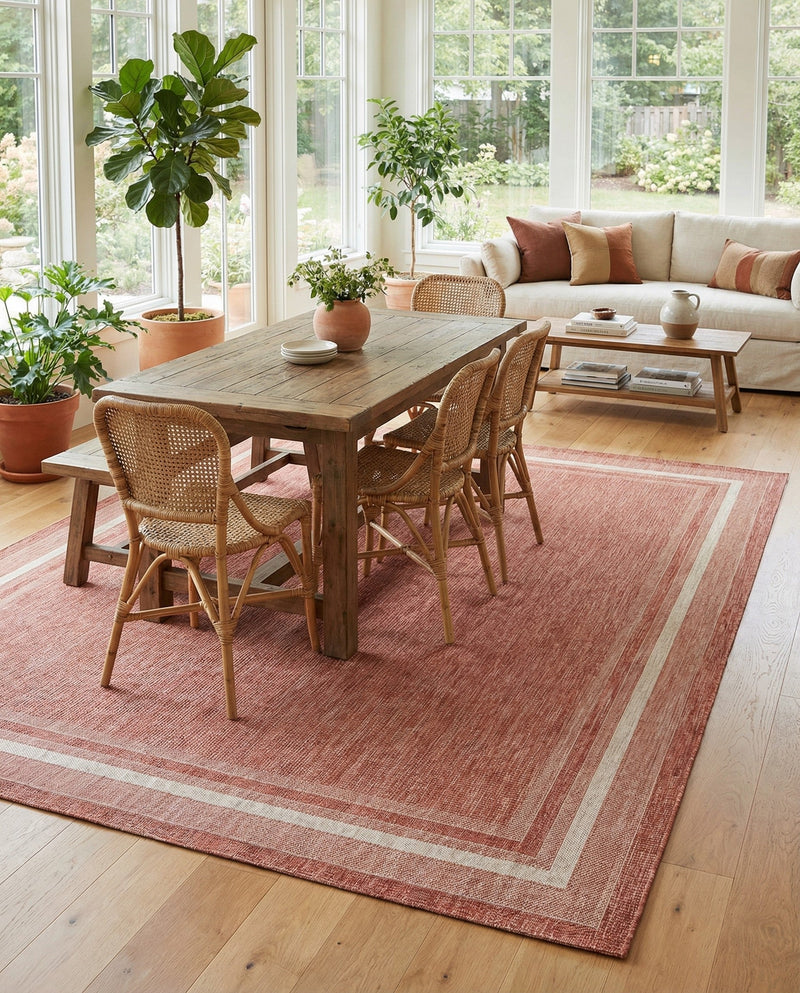 Terrace Fringe Collection Area Rug - Veranda (Rust Red) Rectangle Rust Red  lifestyle 29