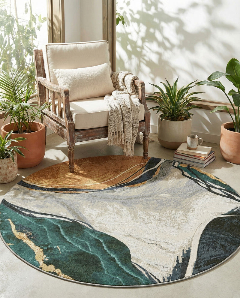 Urban Terrace Collection Area Rug -  Pavilion Round Multi  lifestyle 61