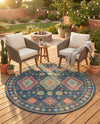 Coastal Terrace Collection Area Rug -  Dunes Round Navy Blue  lifestyle 42