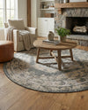 Patio Heritage Collection Area Rug -  Augusta (Charcoal) Round Charcoal  lifestyle 57
