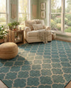 Savannah Pergola Collection Area Rug - Arbor (Teal) Square Teal  lifestyle 70