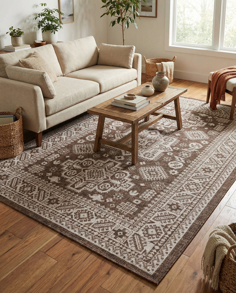 Tribal Terrace Treasures Collection Area Rug -  Incan Isle (Brown) Rectangle Brown  lifestyle 15