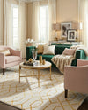 Hollywood Luxe Collection Area Rug - Sunset (White Gold) Rectangle White Gold  lifestyle 10