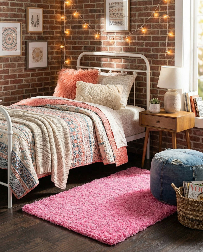 Plush Oasis Collection Area Rug - Serenity (Taffy Pink) Rectangle Taffy Pink  lifestyle 9