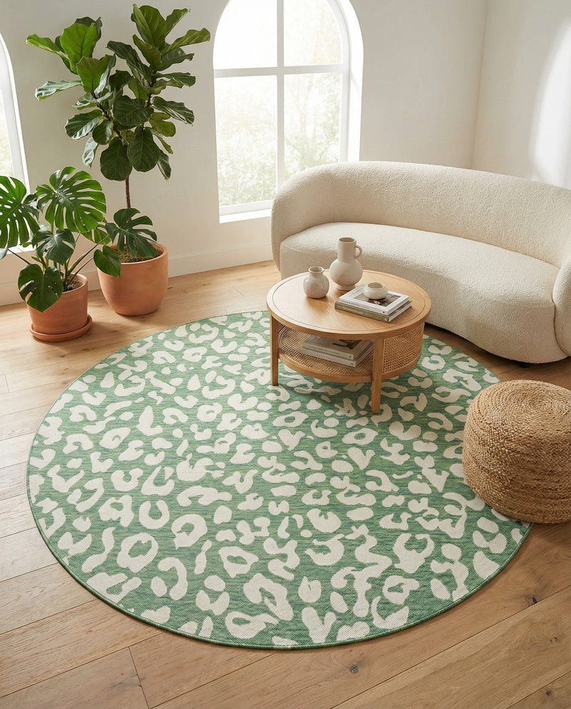 Savannah Escape Collection Area Rug -  Amazon (Green Blue) Round Green Blue  lifestyle 67