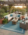 Terrace Fringe Collection Area Rug - Veranda (Teal) Rectangle Teal  lifestyle 17