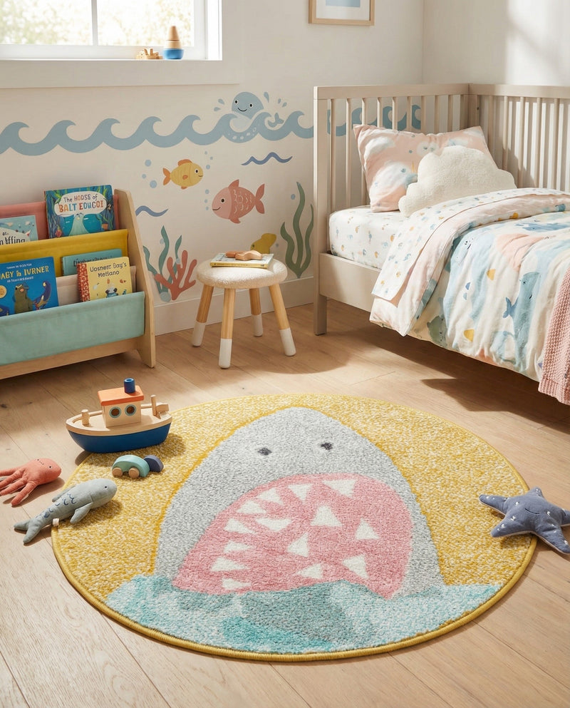 Wonder Tykes Collection Area Rug -  Whimsical Round Yellow  lifestyle 34
