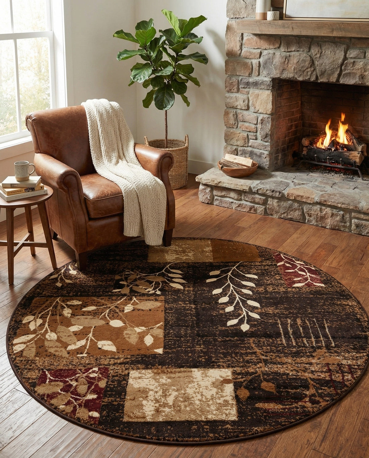 Bistro Lounge Collection Area Rug -  Affogato Round Brown  lifestyle 66