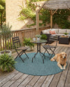 Seaside Serenity Collection Area Rug - Veranda (Teal) Round Teal  lifestyle 61