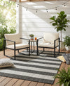Seaside Stripes Collection Area Rug -  Veranda Rectangle Charcoal Gray  lifestyle 23