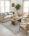 Thar Cotton Collection Area Rug - Jaisalmer (Light Gray) Square Light Gray  lifestyle 64