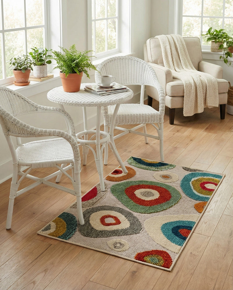 Outdoor Marrakesh Collection Area Rug -  Chefchaouen Rectangle Multi Beige  lifestyle 14