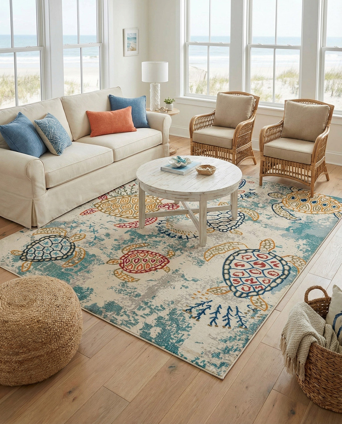 Sorrento Shores Collection Area Rug -  Massa Square Beige  lifestyle 103