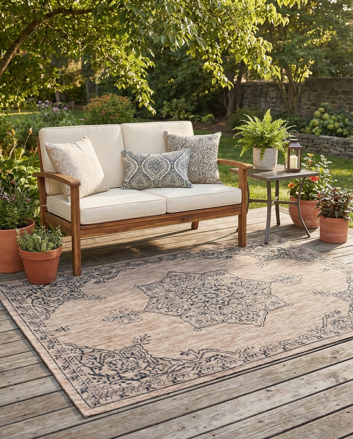 Patio Heritage Collection Area Rug -  Charleston (Beige) Rectangle Beige  lifestyle 17