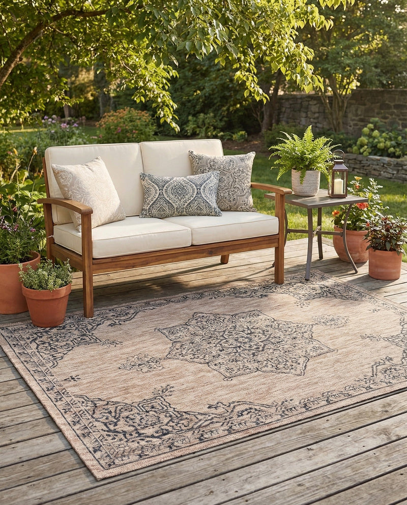Patio Heritage Collection Area Rug -  Charleston (Beige) Rectangle Beige  lifestyle 17