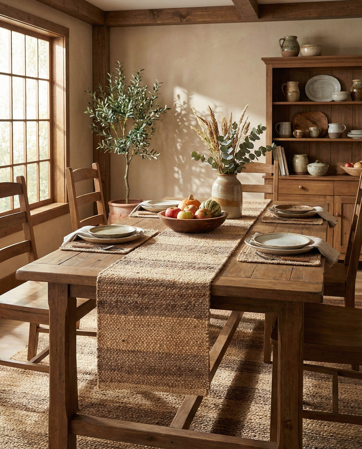 Woven Seaside Jute Collection Area Rug - Nantucket Table Runner Natural Ivory  lifestyle 70