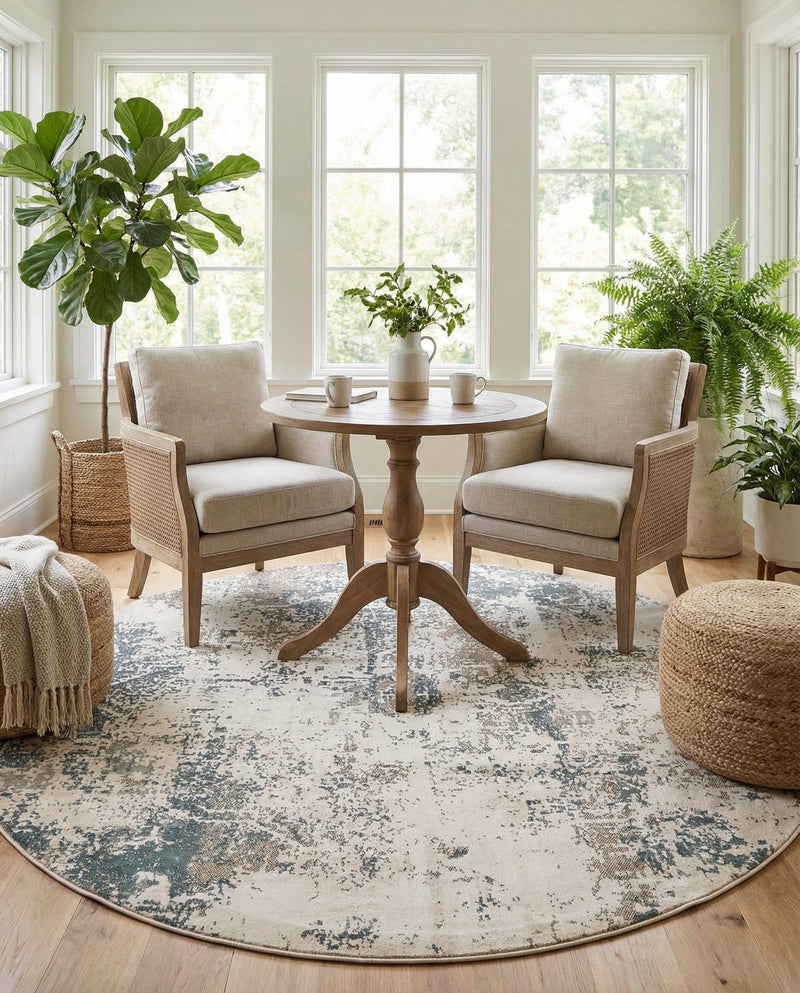 Gobi Sands Collection Area Rug -  Shapotou Round Beige  lifestyle 34