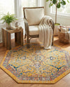Seville Stripes Collection Area Rug -  Malaga (Yellow) Octagon Yellow  lifestyle 64