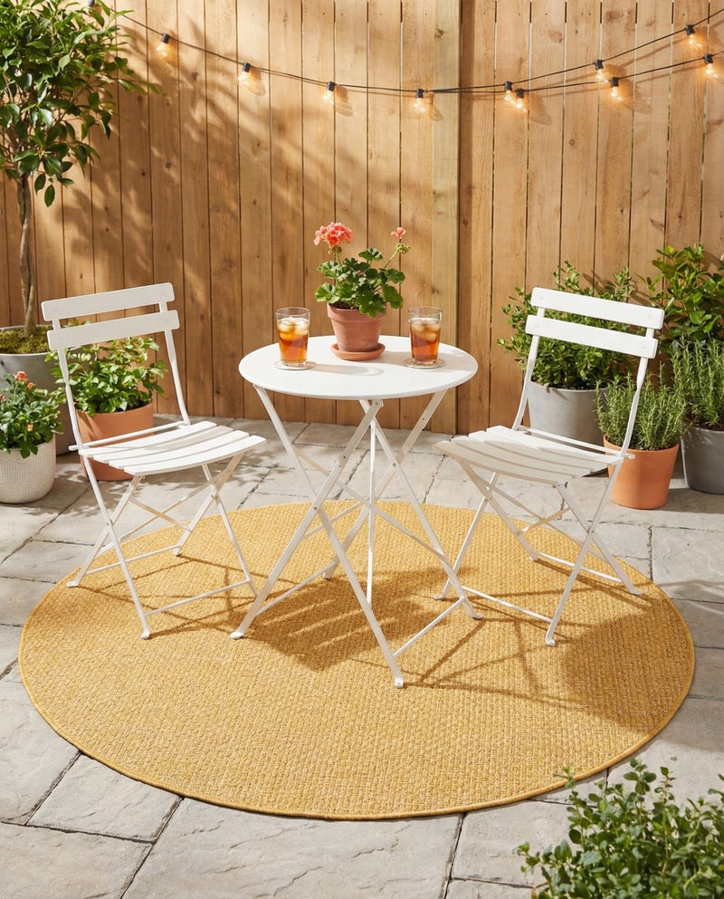 Seaside Serenity Collection Area Rug - Veranda (Corn Harvest Yellow) Round Corn Harvest Yellow  lifestyle 69