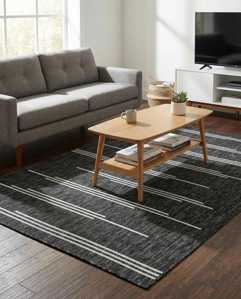 Urban Terrace Collection Area Rug -  Brooklyn Rectangle Black and White  lifestyle 14