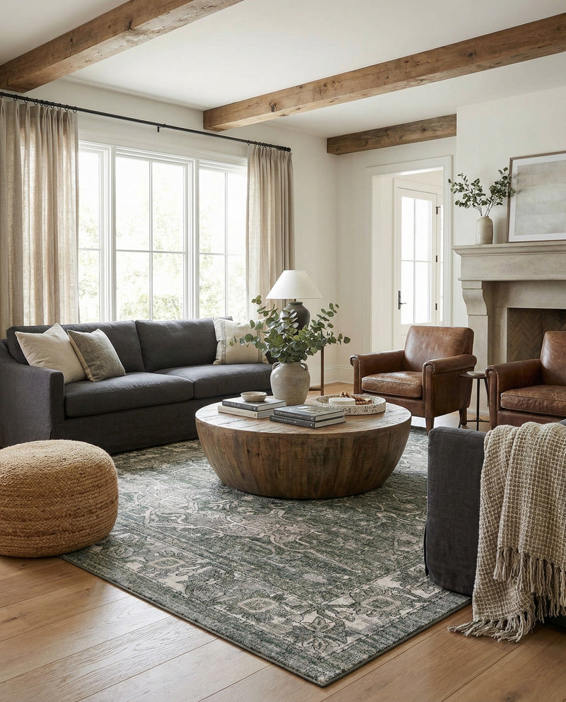 Savannah Soiree Collection Area Rug -  Everglade (Green) Square Green  lifestyle 57