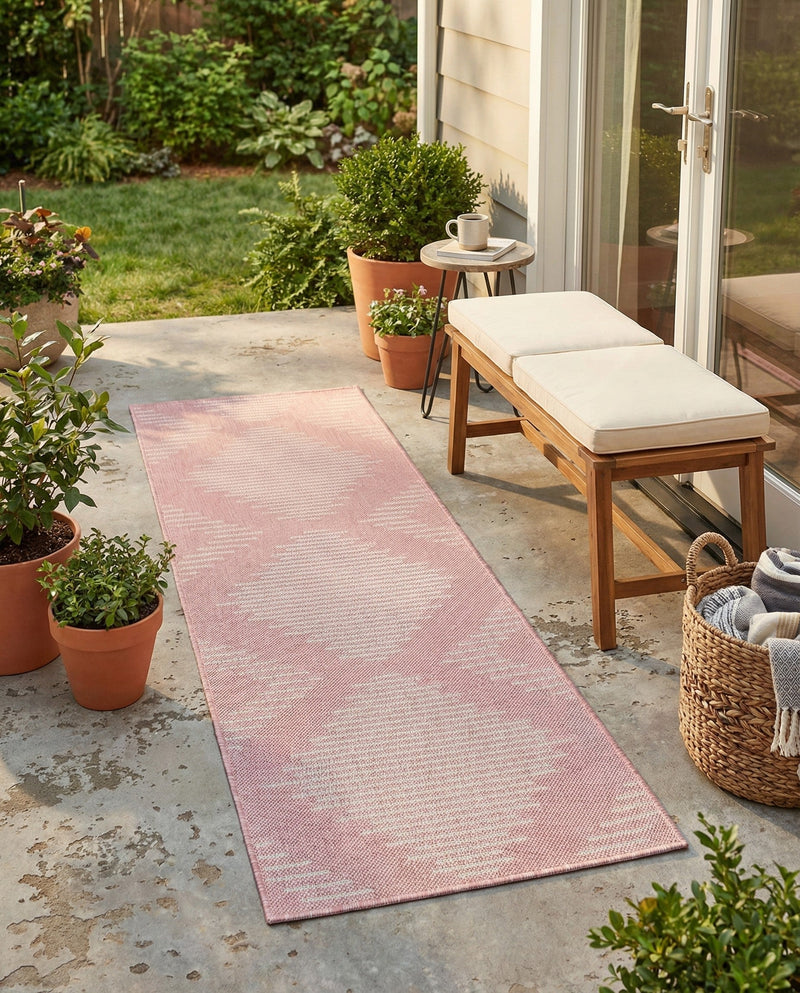 Urban Terrace Collection Area Rug -  Chelsea (Pink) Runner Pink  lifestyle 26
