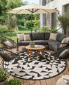 Urban Terrace Collection Area Rug -  Mercer Round Black and White  lifestyle 16