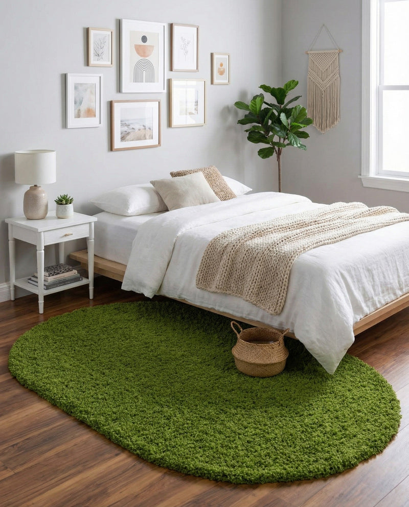 Plush Oasis Collection Area Rug - Serenity (Grass Green) Oval Grass Green  lifestyle 30