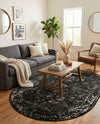 Riviera Elegance Collection Area Rug - Antibes (Black) Oval Black  lifestyle 54