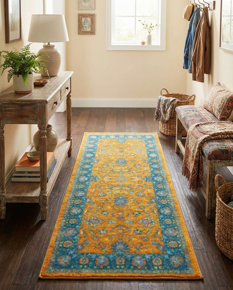 Casablanca Tapestry Collection Area Rug -  Marrakech (Sunshine Yellow) Runner Sunshine Yellow  lifestyle 24