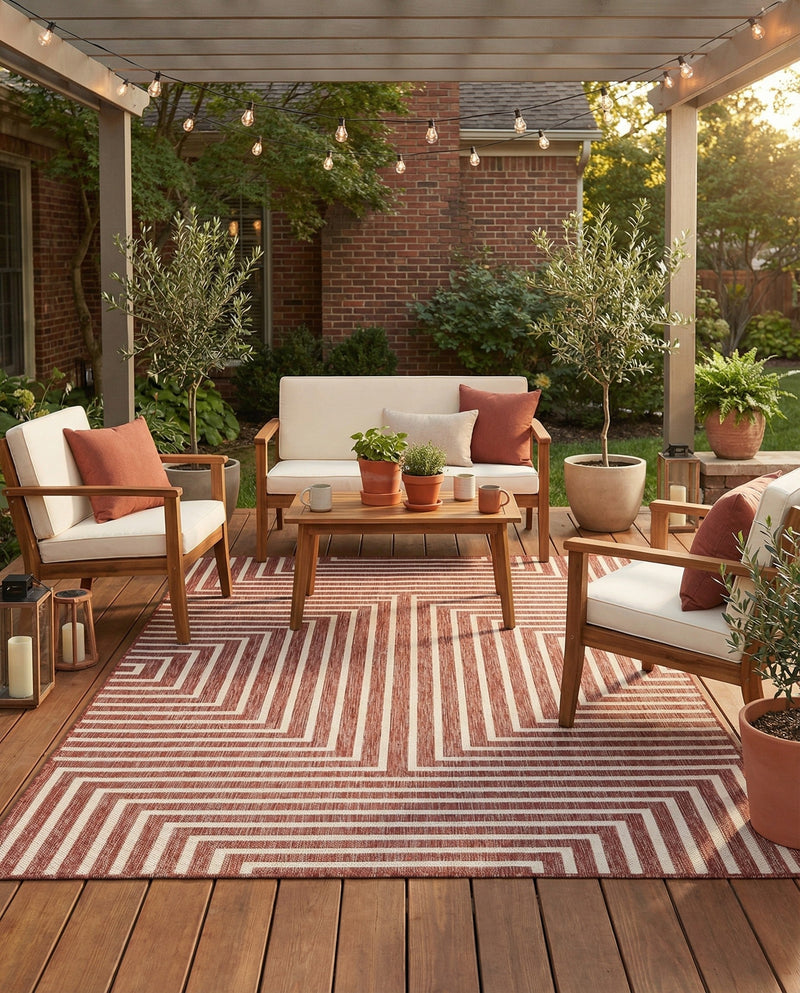 Urban Terrace Collection Area Rug -  Astoria (Rust Red) Rectangle Rust Red  lifestyle 8