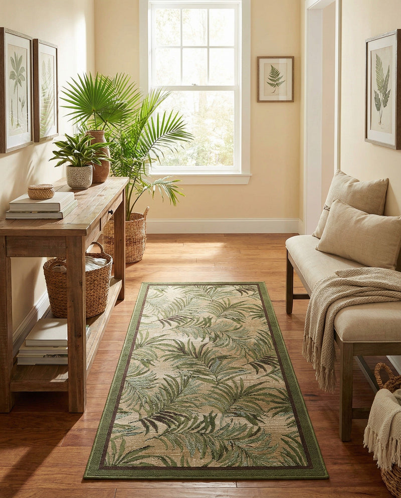 Seaside Blooms Collection Area Rug -  Verdant Runner Green  lifestyle 46
