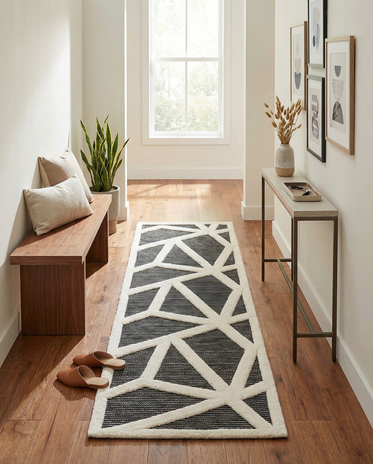 Monochrome Collection Area Rug -  Onyx Runner Gray  lifestyle 98