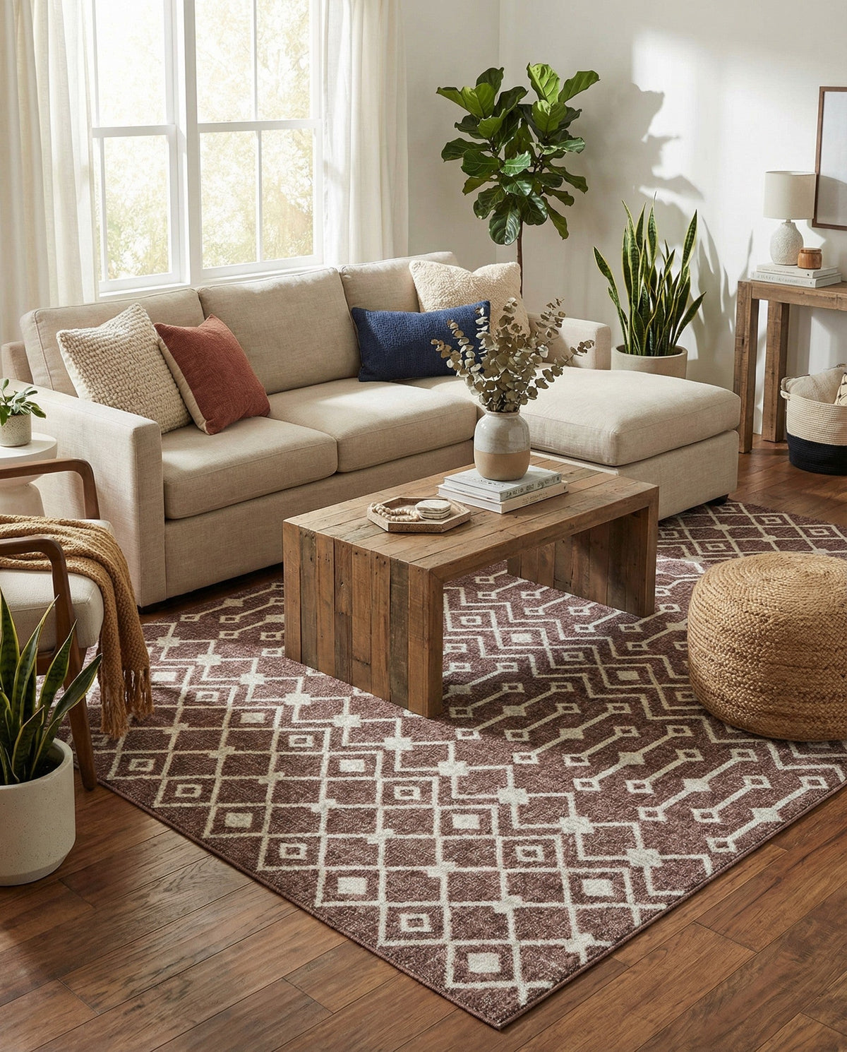 Geo Garden Lattice Collection Area Rug -  Andalusia Rectangle Dusty Rose  lifestyle 28