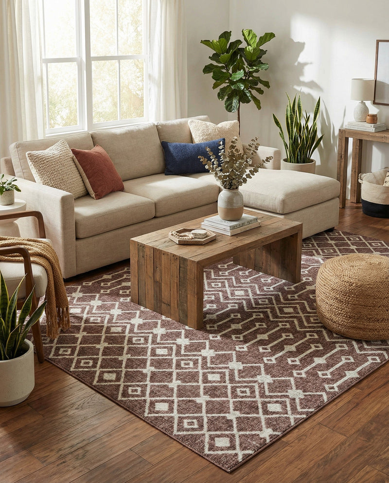 Geo Garden Lattice Collection Area Rug -  Andalusia Rectangle Dusty Rose  lifestyle 28