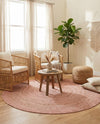 Woven Seaside Jute Collection Area Rug - Savannah (Light Pink) Round Light Pink  lifestyle 43