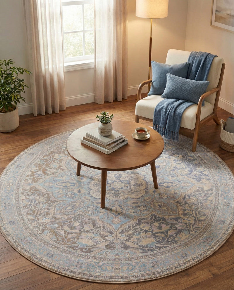 Heritage Elegance Collection Area Rug -  Schonbrunn Round Cream  lifestyle 84