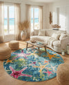 Sorrento Shores Collection Area Rug - Positano Round Navy Blue  lifestyle 77