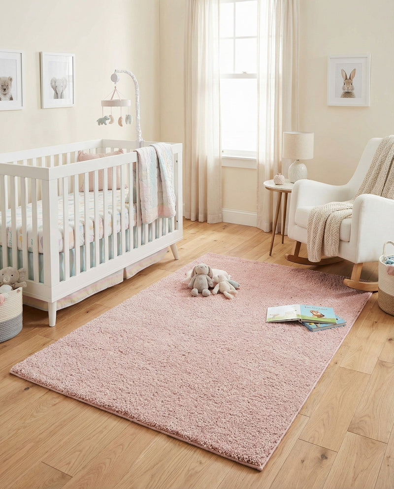 Solid Shag Seaside Collection Area Rug - Azure Cove (Pink) Rectangle Pink  lifestyle 7