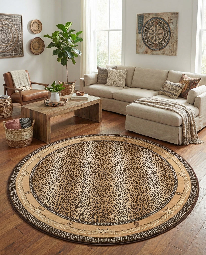 Savannah Sojourn Collection Area Rug -  Limpopo Round Brown  lifestyle 72