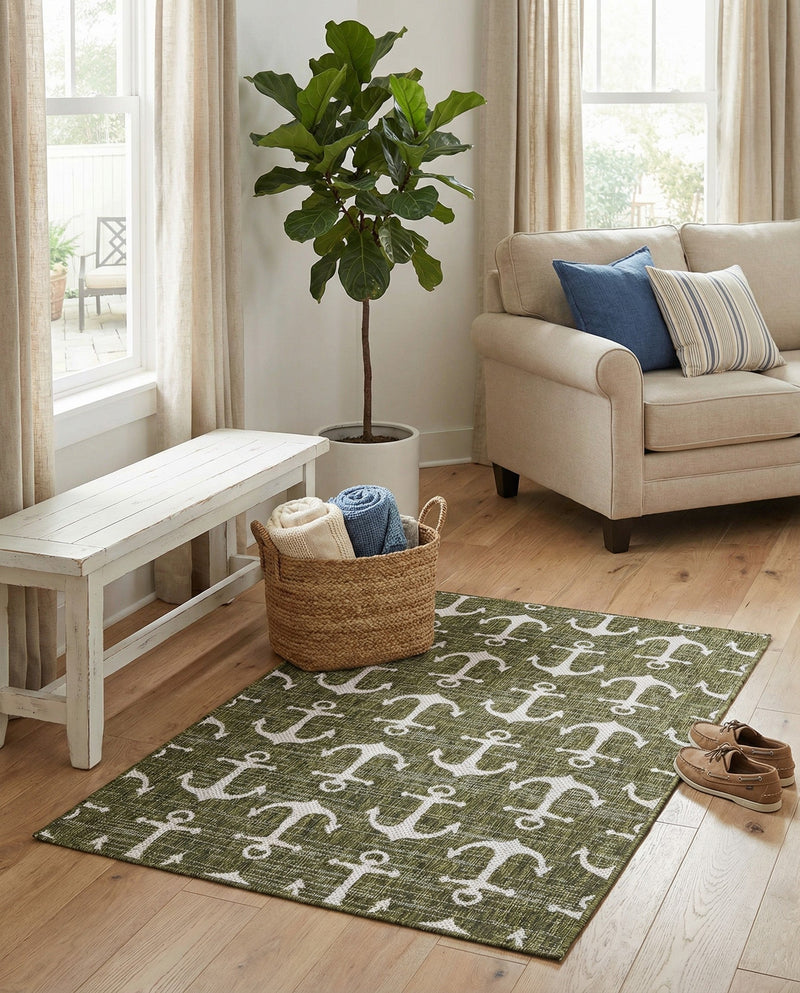 Seaside Haven Rugs Collection Area Rug - Sapphire (Green) Rectangle Green  lifestyle 9