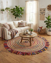 Osian Looms Collection Area Rug - Kathmandu Round Multi  lifestyle 8